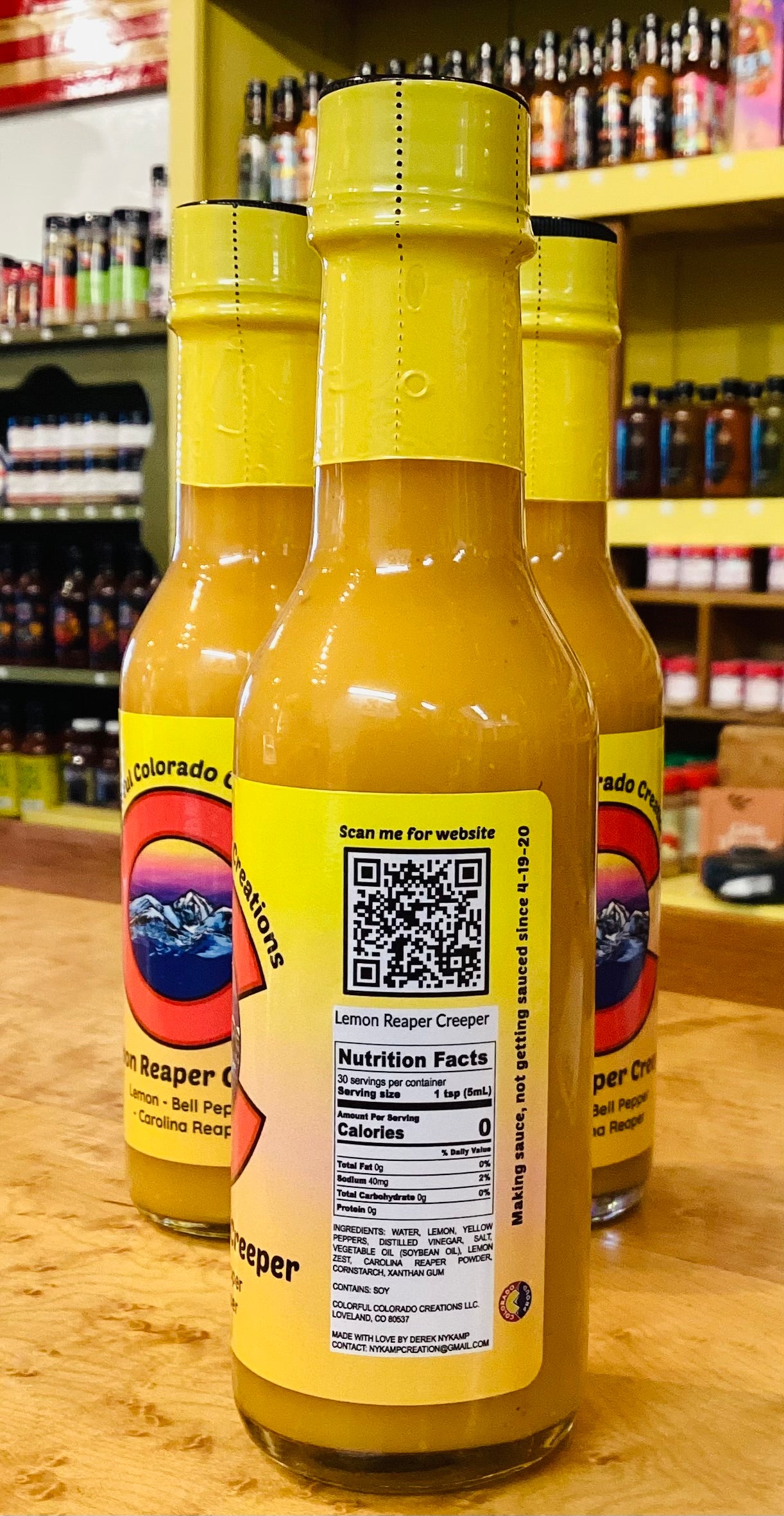 Colorful Colorado Creations Lemon Reaper Creeper Hot Sauce