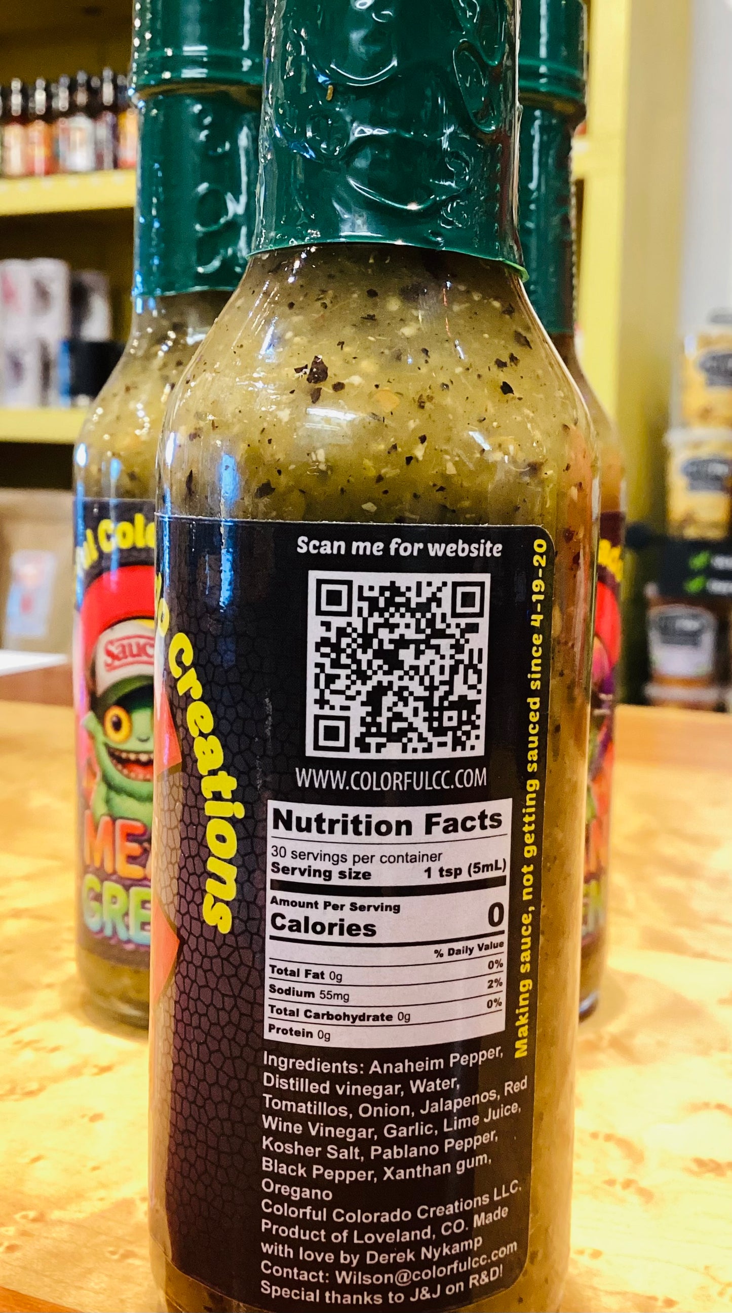 Colorful Colorado Creations Mean Green Hot Sauce