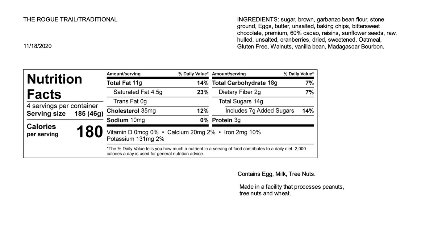 THE ROGUE TRAIL! GRANOLA BLONDIE with DARK CHOCOLATE!