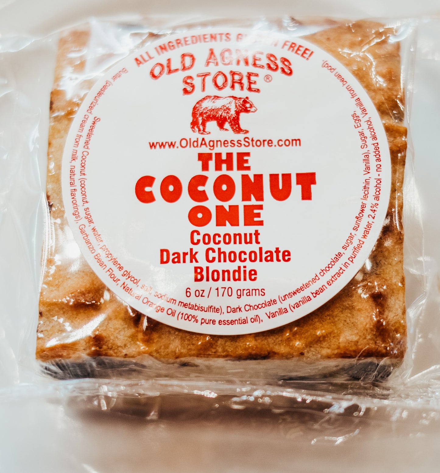 THE COCONUT ONE! COCONUT BLONDIE with DARK CHOCOLATE! 7 oz