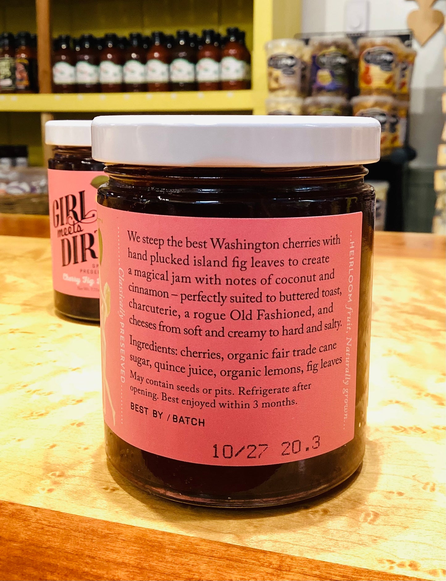 GIRL MEETS DIRT Cherry Fig Leaf Spoon Preserves 7.75 oz