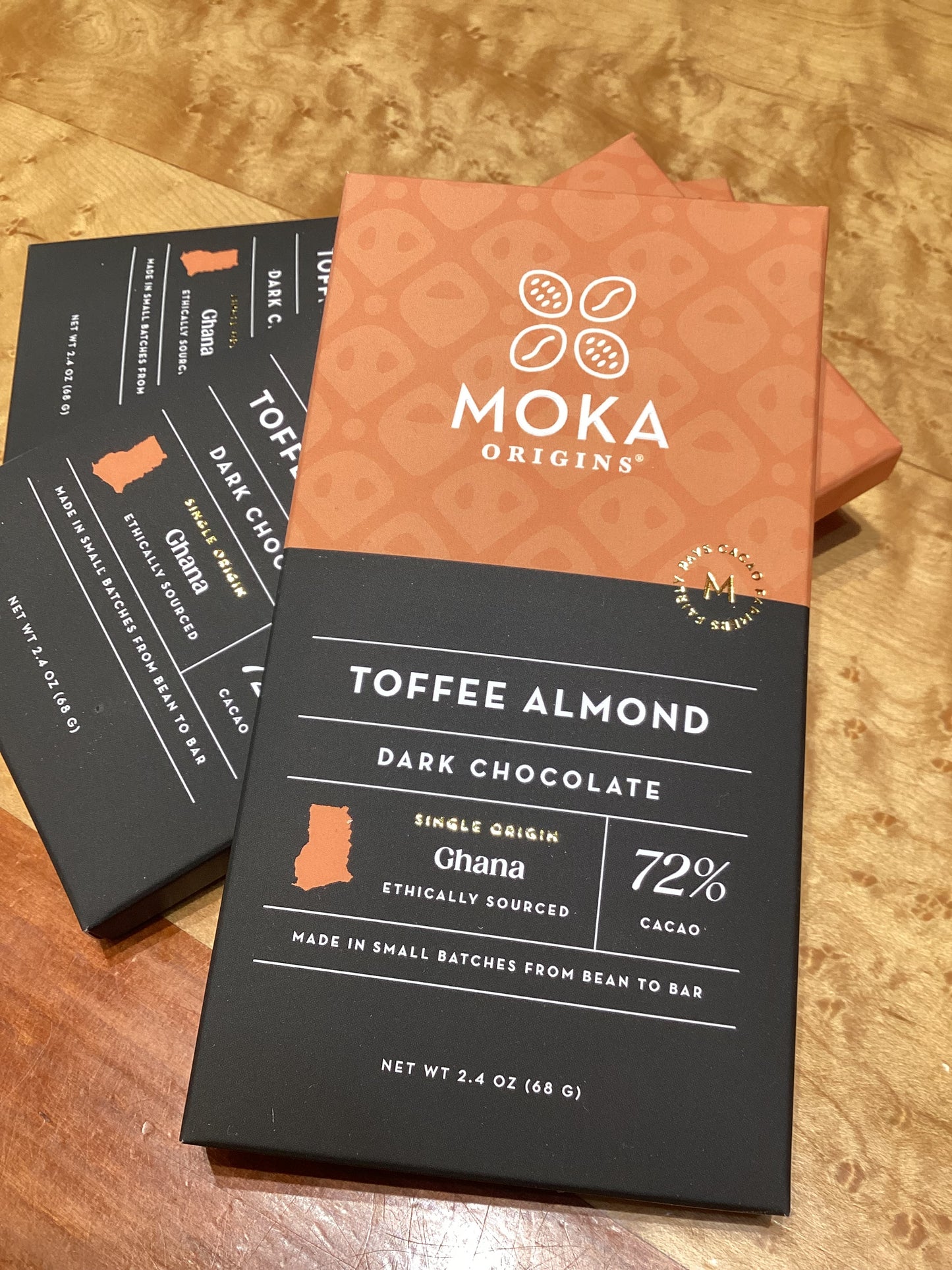 MOKA Toffee Almond Dark Chocolate Bar